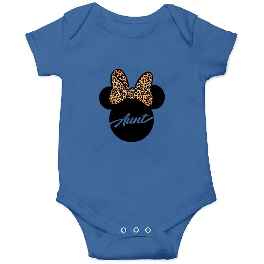 Disney Minnie Mouse Aunt Leopard Print Bow Big Chest Logo Onesies