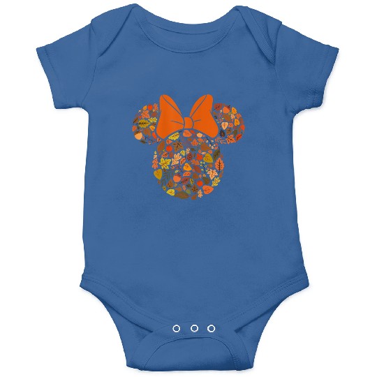 Disney Minnie Mouse Head And Ears Icon Fall Leaves Onesies