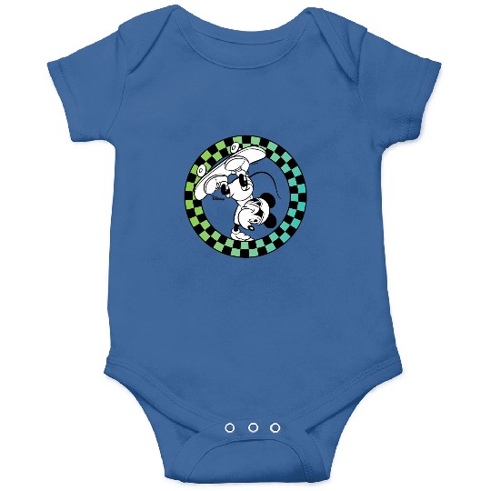 Disney - Mickey Skateboard Checkered Circle Onesies
