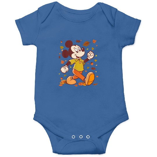 Disneyss Mickey Mouse Strolling Through Autumn Leaves Fall Onesies