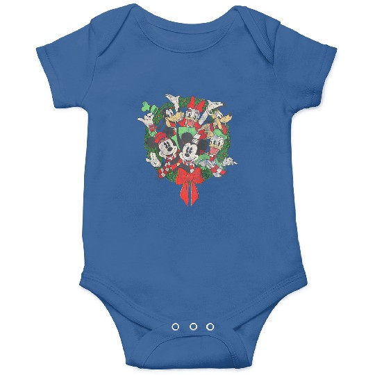 Disneys Group Shot Christmas Wreath Onesies