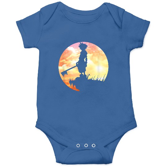 Disneyss Kingdom Hearts Sora Sunset Silhouette Pose Chest Logo Onesies