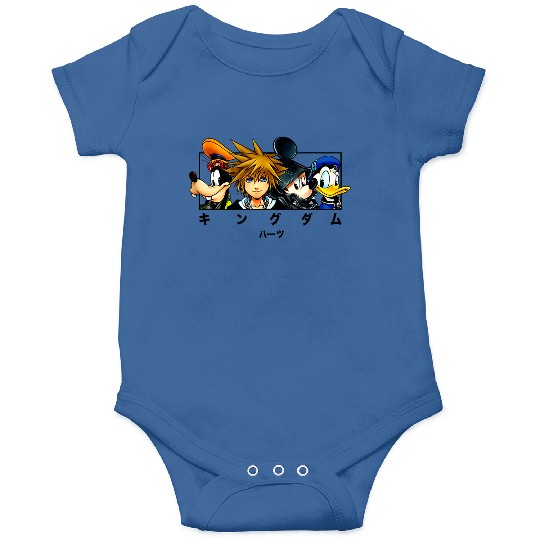 Disneyss Kingdom Hearts Main Characters Panel Chest Kanji Logo Onesies