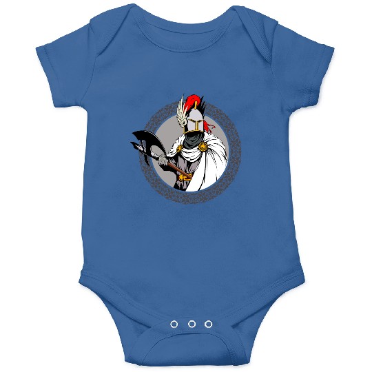 ancient warrior Sparta ax helmet raincoat pattern Onesies