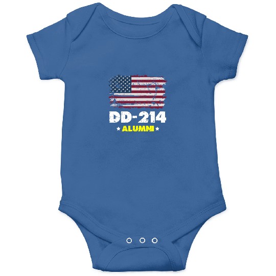 DD-214 Us Armed Forces Alumni American Flag Onesies