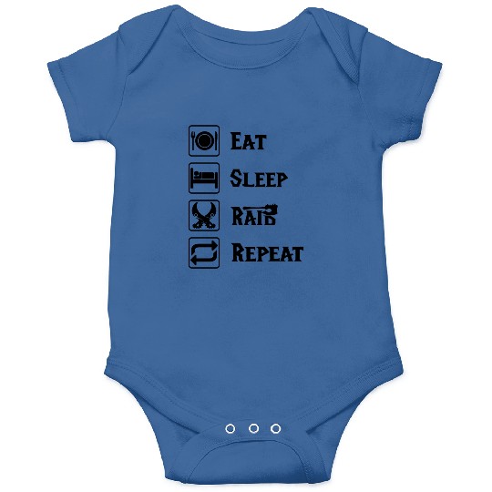 Eat sleep raid repeat world of warcraft present Onesies