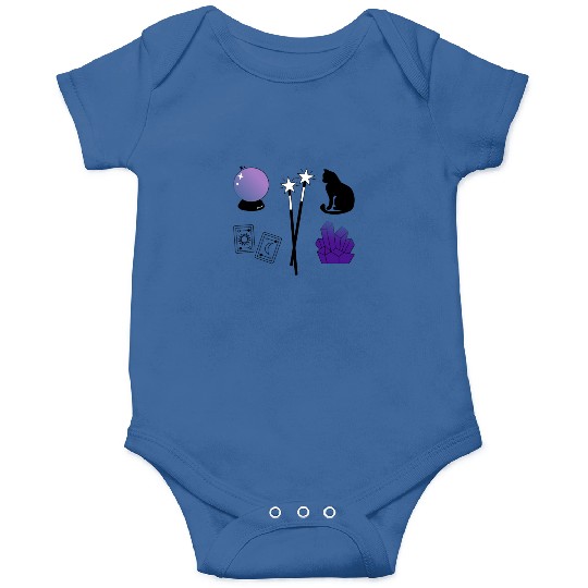 witch magic wand crystal ball tarot crystal cat Onesies