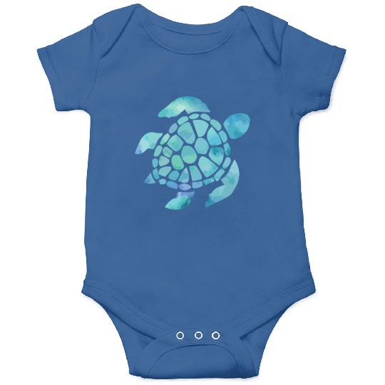 Sea Turtle Watercolor Blue Onesies