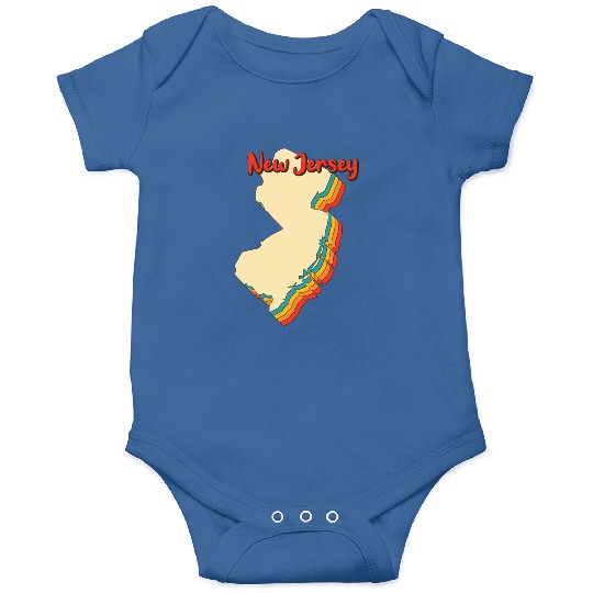 New Jersey Map Outline Vintage Retro Nj Home State Onesies