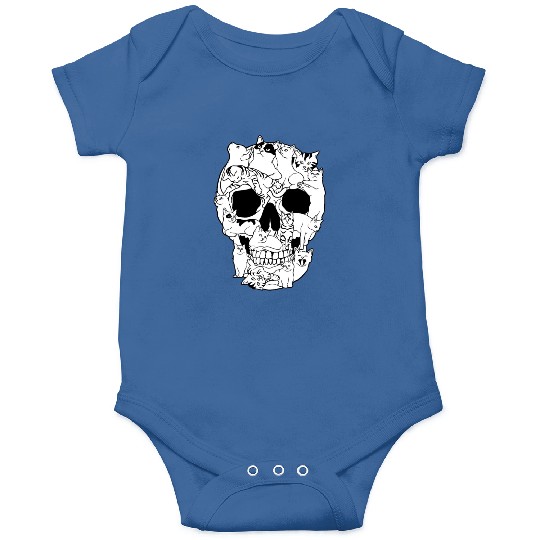 Cat Skull Kitty Skeleton Grunge Style Funny Cat Bo Onesies