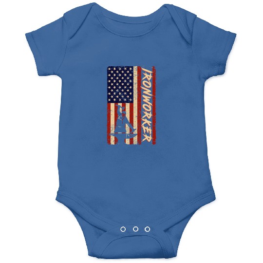 US Flag Ironworker Independence labor Day Onesies