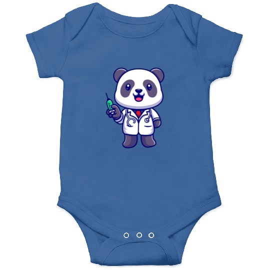 Cute panda doctor with syringe Onesies