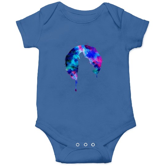 Howling wolf full moon wolves galaxy stars sky Onesies
