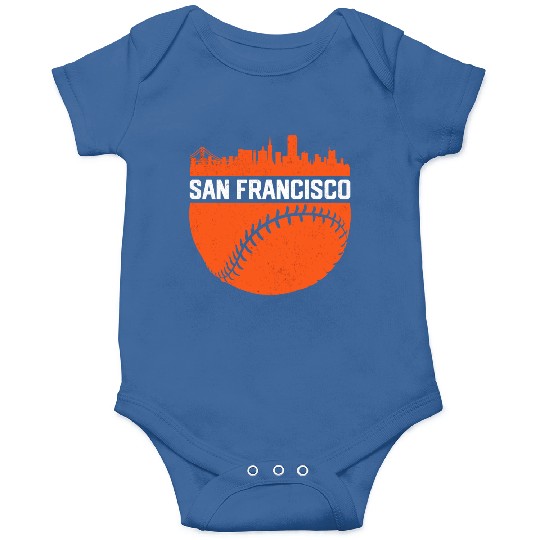 Vintage Downtown San Francisco Cali Skyline Baseba Onesies
