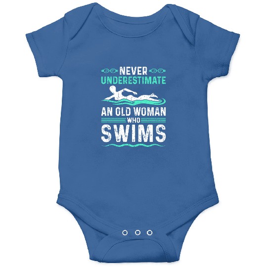 Never Underestimate Old Woman Swim Onesies