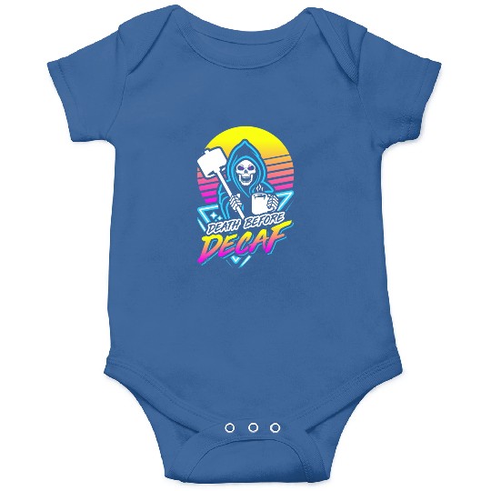 Death Before Decaf (Gym Reaper) Retro Neon Onesies