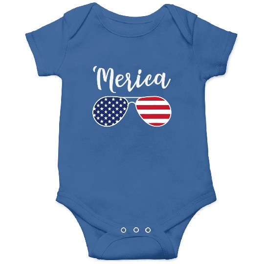 Merica Red Whie And Blue Stars Stripes Sunglasses Onesies