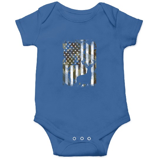 Camo American Flag Deer Hunter Hunting Onesies