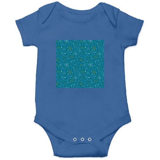 Snowflakes Pattern Blue Gold Onesies
