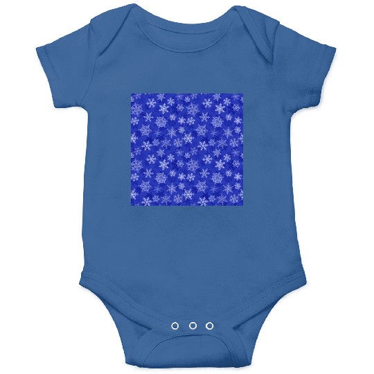 Pretty Navy Blue Snowflakes Pattern Onesies