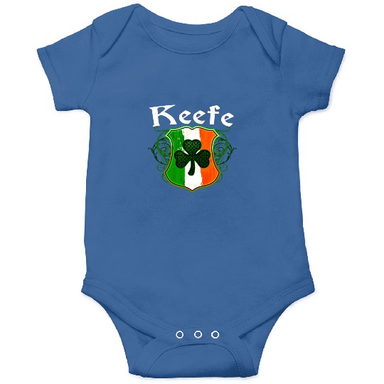 Keefe Irish Surname Ireland Flag Shield Shamrock Onesies