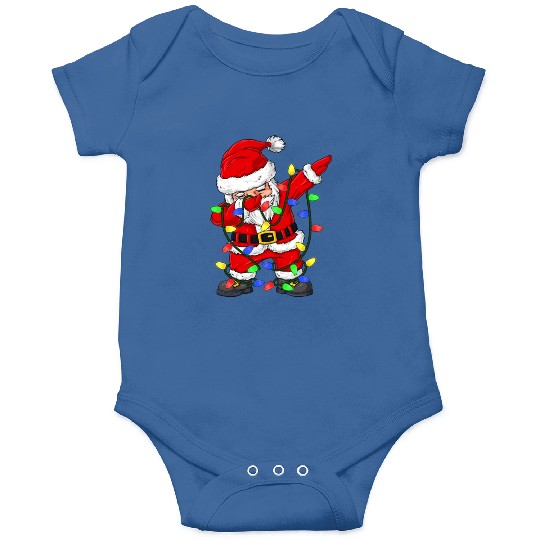 Dabbing Santa Claus Christmas Tree Lights Boys Kid Onesies
