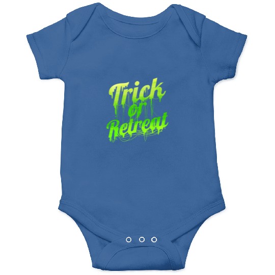 Green Spiderweb Letter Trick Or Retreat Halloween Onesies