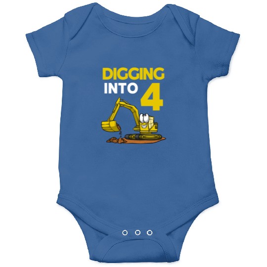 Excavator Driver Digging Into 4 Birthday Excavator Onesies