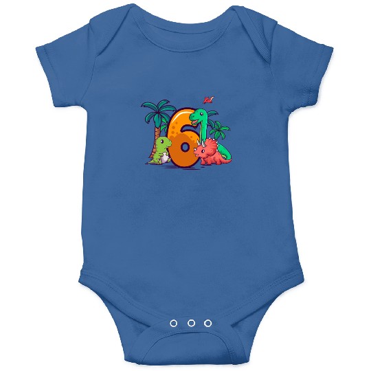 6th Birthday Trex Triceratops Dinosaur 6 Year Onesies