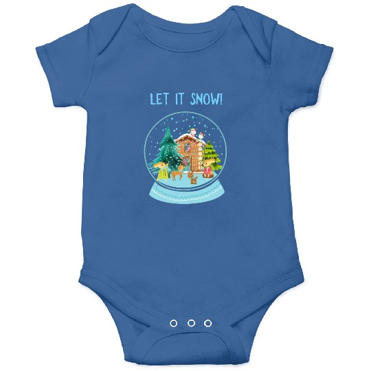 Let It Snow Snowglobe Village Owls Deer Onesies