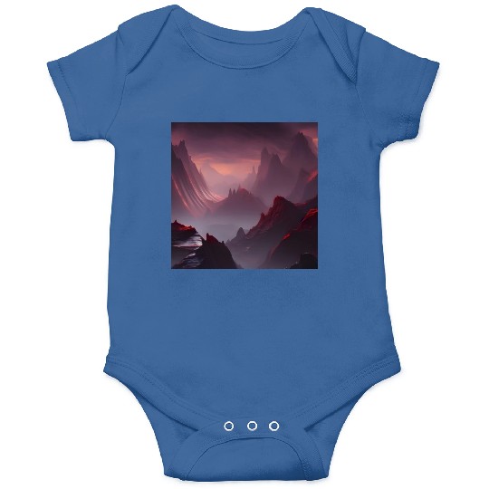 Lonely Red Mountains on an Alien Planet Abstract Onesies