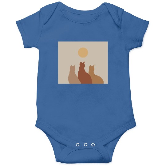 Abstract Boho Cats Relaxed Aesthetic Beige Minimal Onesies