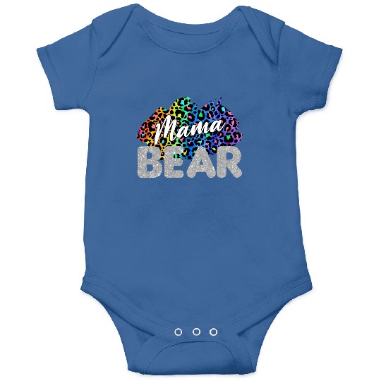 Mama Bear Leopard Silver Glitter Onesies