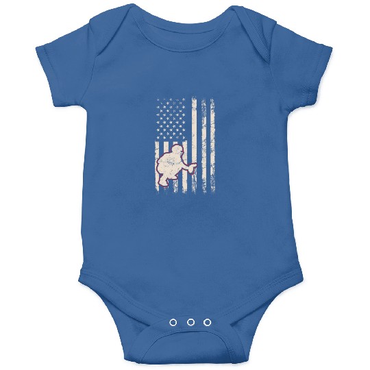 Baseball Catcher USA Flag Patriotic American Flag Onesies