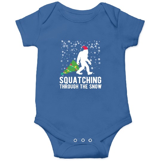 Christmas Bigfoot Squatching In The Snow Funny Onesies