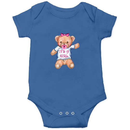 It's A Girl Teddy Bear with Pacifier Onesies
