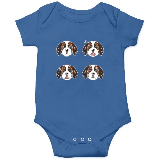 Funny Saint Bernard Dog Cartoon Faces Onesies