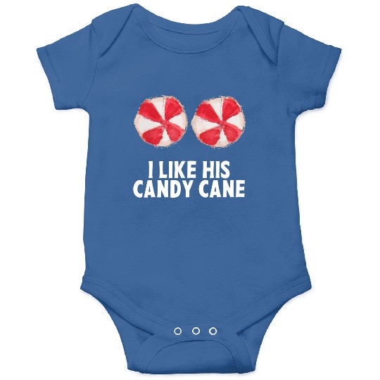 I Like His Candy Cane Funny Couples Christmas Onesies