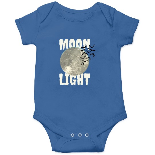 Dark Green Illustrated Moon Light Bat Onesies