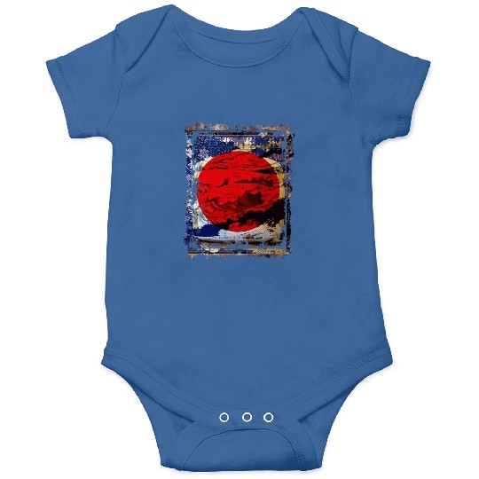 Japan Flag Red Circle Blue Mountain Collage Art 74 Onesies