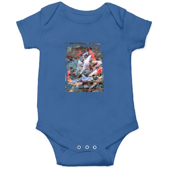 Japan Koi Fish Pond Collage Art 88 Onesies