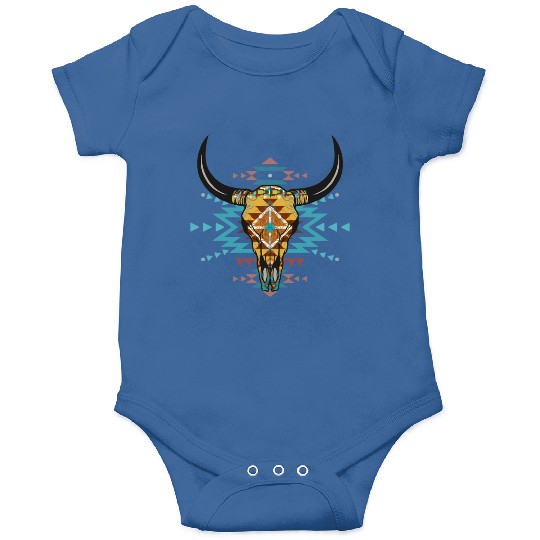 Western Aztec Bull Skull Onesies