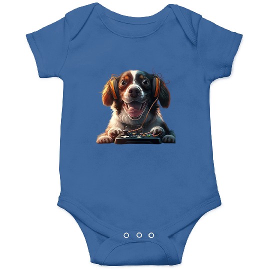 Funny Dog Playing Video Game Onesies