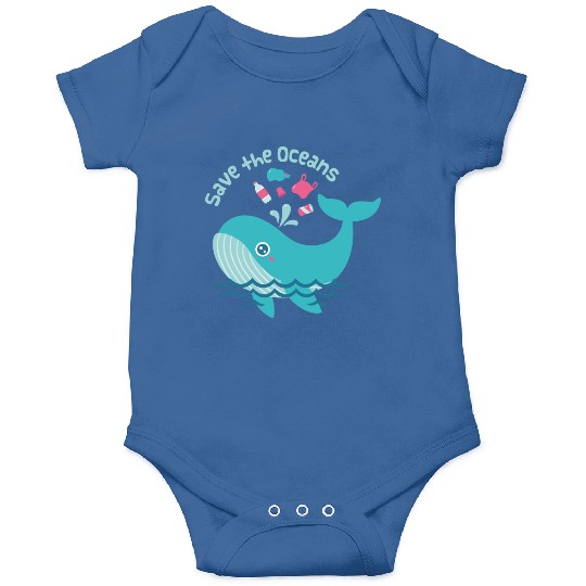 Save The Oceans Whale Spouts Garbage From Sea Onesies