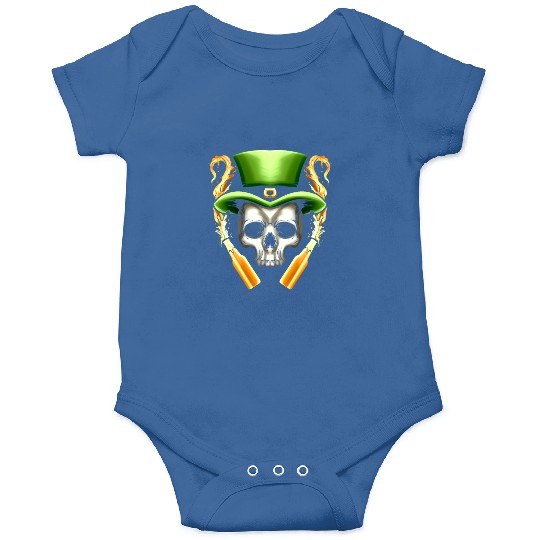 Skull With Leprechauns Hat And Beer Party St Onesies