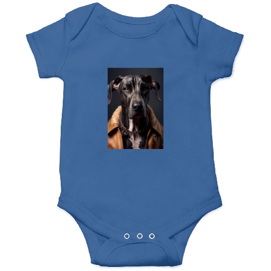 Great Dane wearing leather jacket - Dog Breed Port Onesies