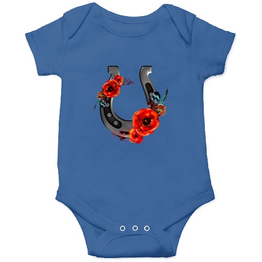 Floral Horseshoe With Poppies Onesies