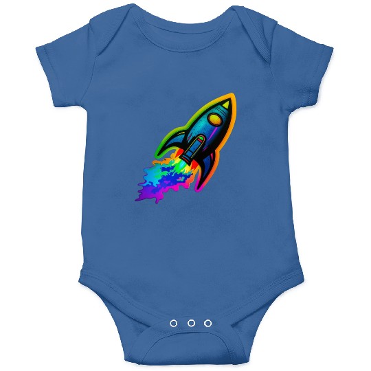 Psychedelic Retro Neon Rocket Onesies
