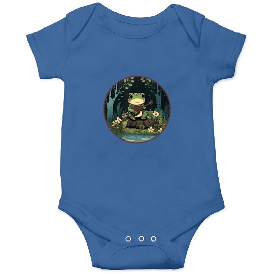 Kawaii Frog Guitar Cottagecore Aesthetic Onesies