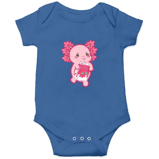 Kawaii Axolotl Strawberry Milk Teen Girl Kids Japa Onesies